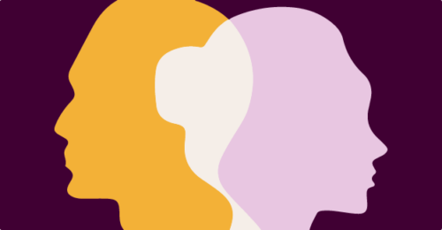 Male and female silhouettes on a dark background