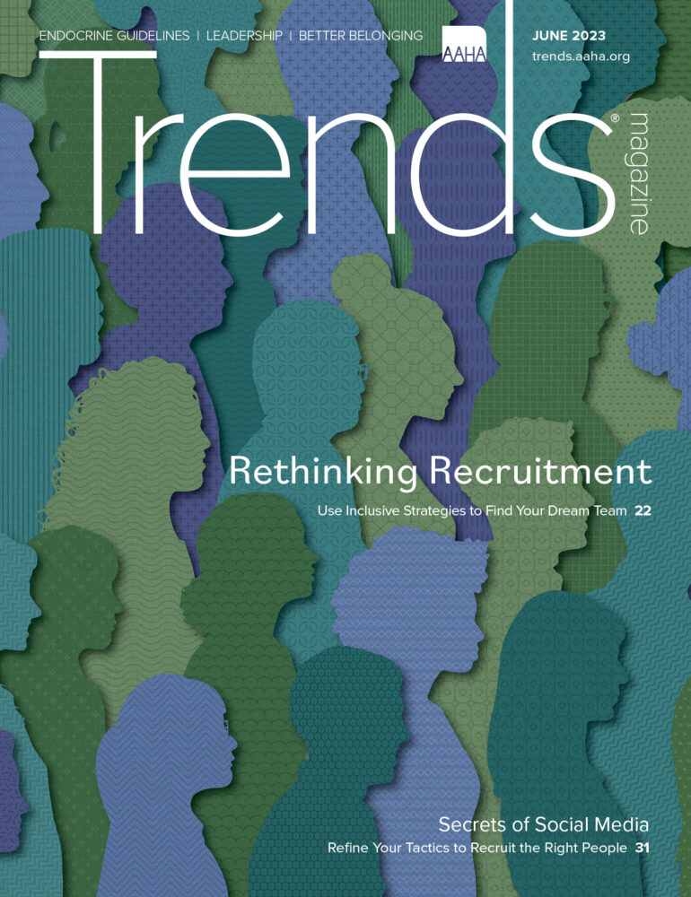 Cover of June 2023 Trends—Paper cut-outs of side-profiled, silhouettes of people.