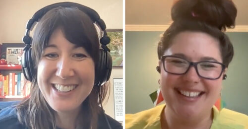 A still of Katie Berlin, DVM, and Julia Miller, DVM, DACVD during a recording of Central Line: The AAHA Podcast talk about managing allergic diseases