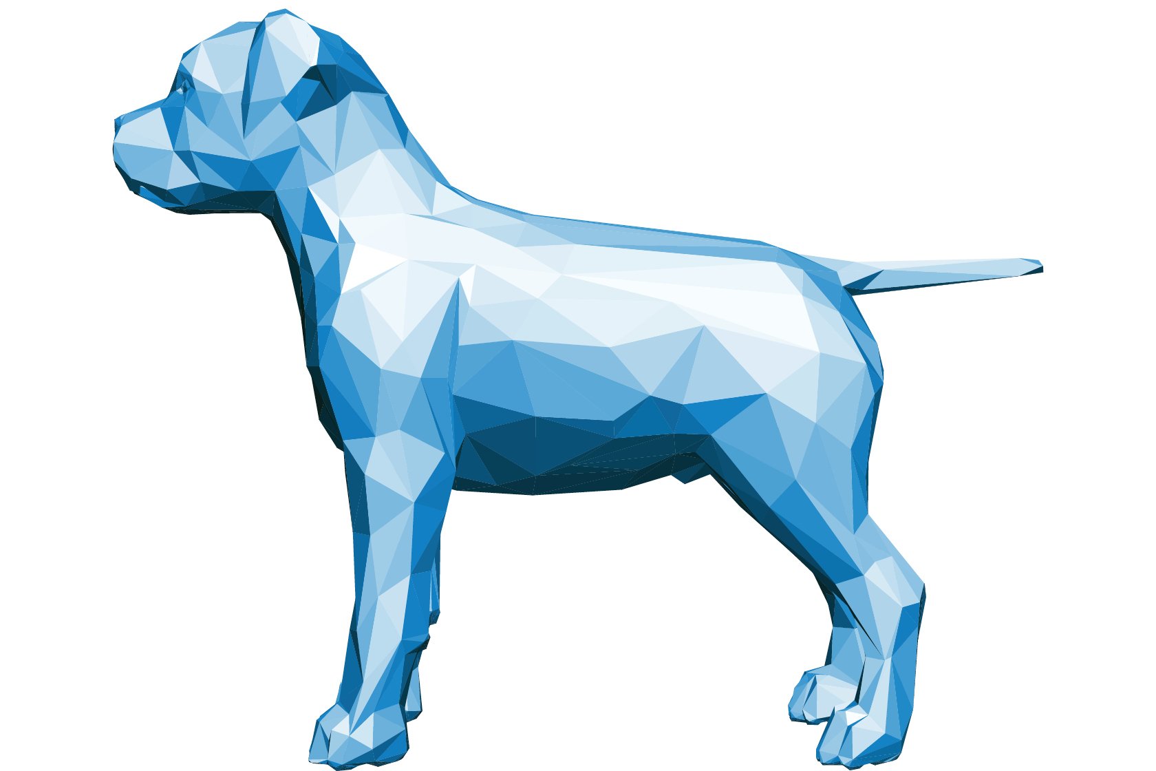 Low-poly illustration sideview of a dog.