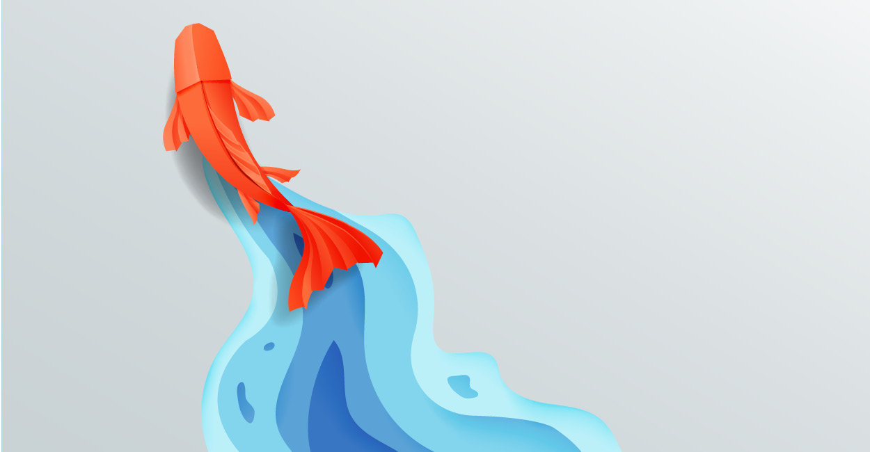 Illustration of a swimming fish leading the way.