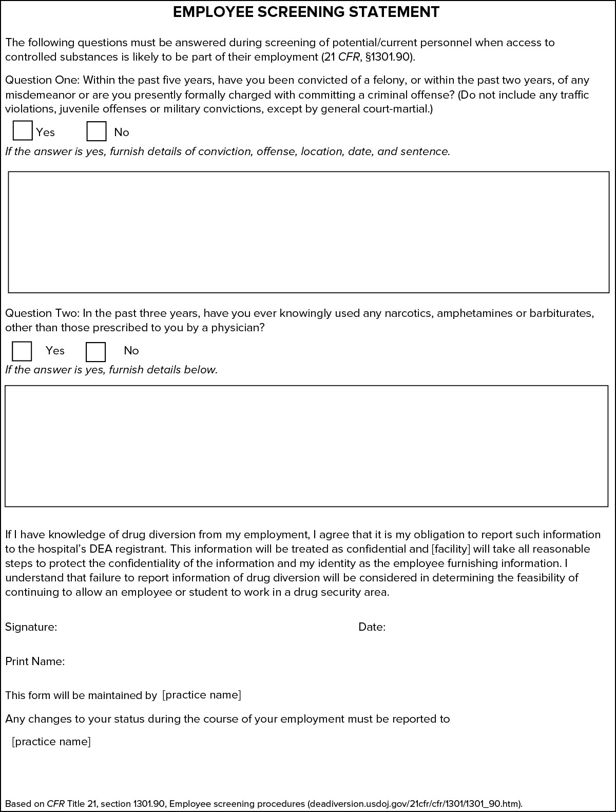Employee Screening Statement