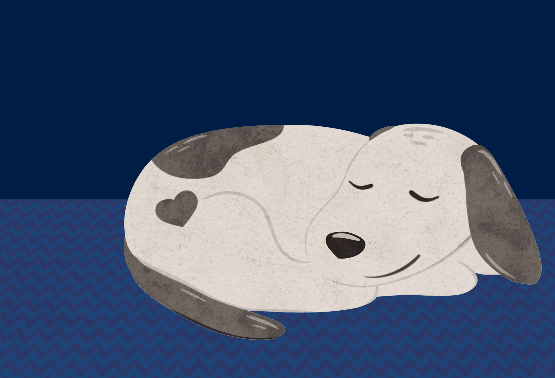 Illustration of a sleeping senior dog