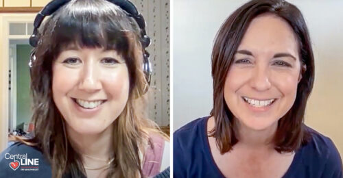 A still of Katie Berlin, DVM, and Stacee Santi, DVM, during a recording of Central Line: The AAHA Podcast