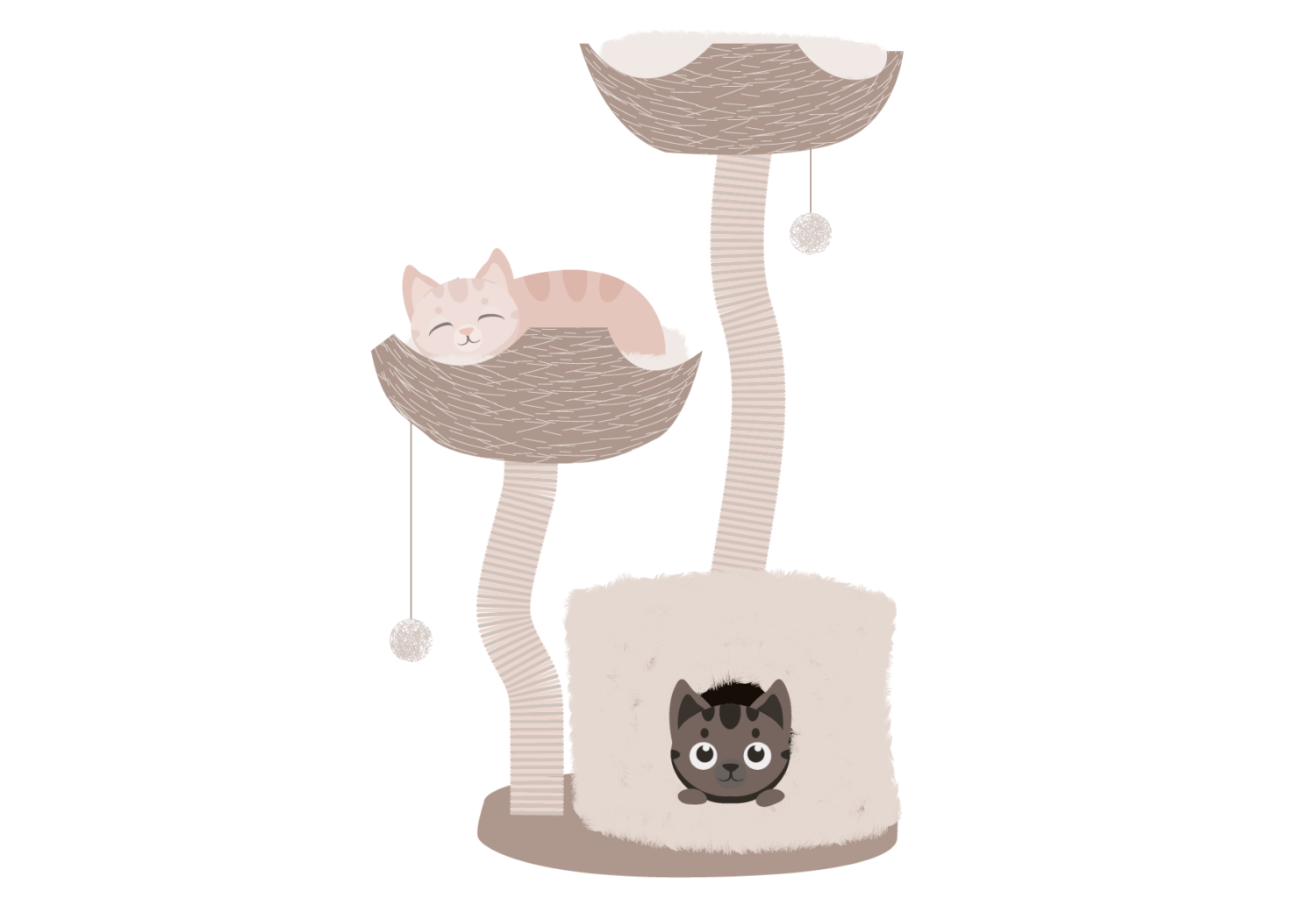 cats on a cat tree