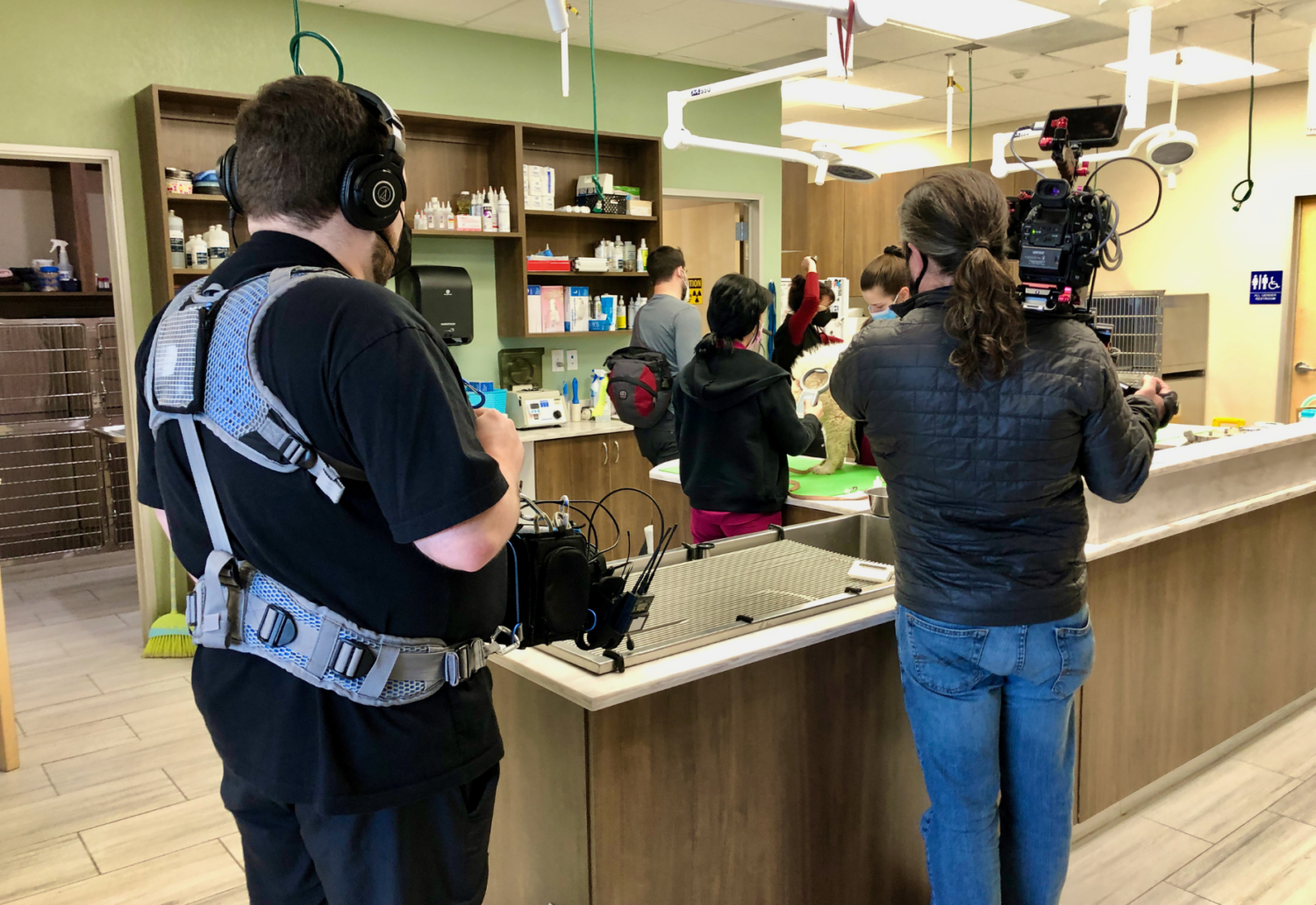 Barnas' crew filming inside of a clinic