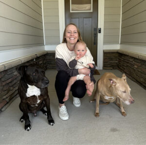 Mom, baby and pet dogs