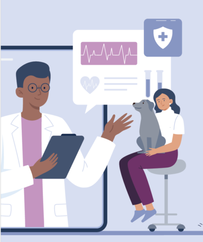 illustration of a veterinarian and patient